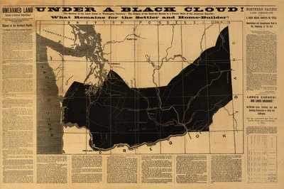 Under a black cloud! What remains for the settler and home builder? Map of Washington Territory by American School